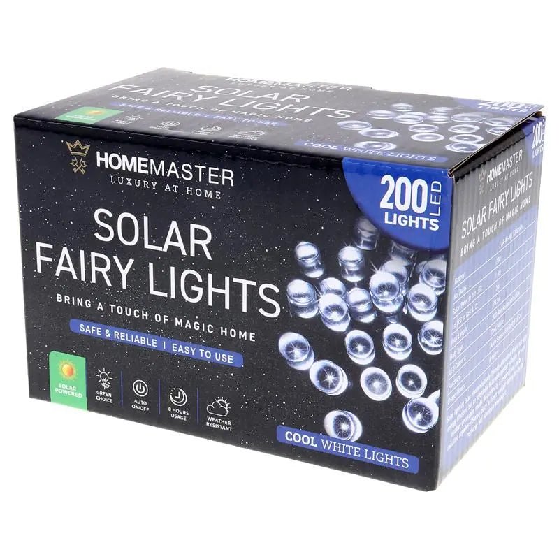 Solar 200 Cool White LED Fairy Lights 13.5M Total Length - Party Owls