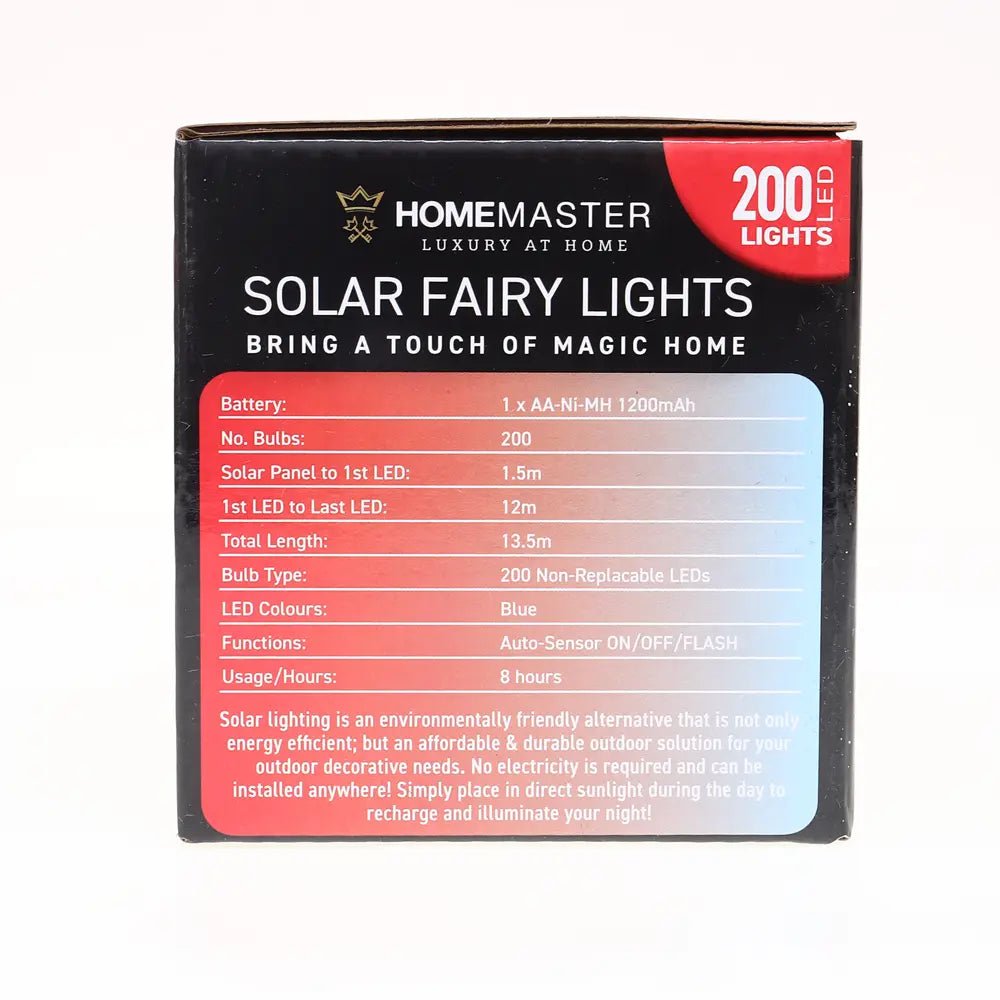 Solar 200 Cool White & Red LED Fairy Lights 13.5M Total Length - Party Owls