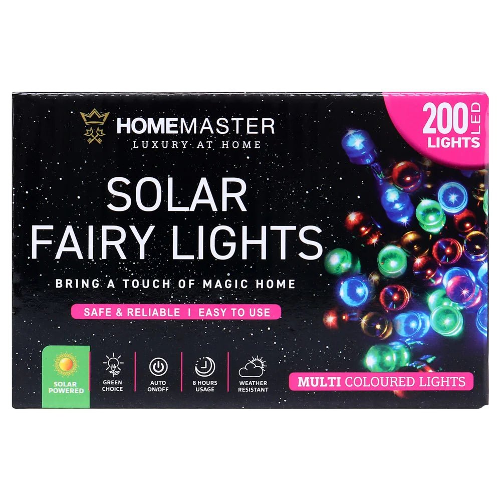 Solar 200 Multicolour LED Fairy Lights 13.5M Total Length - Party Owls