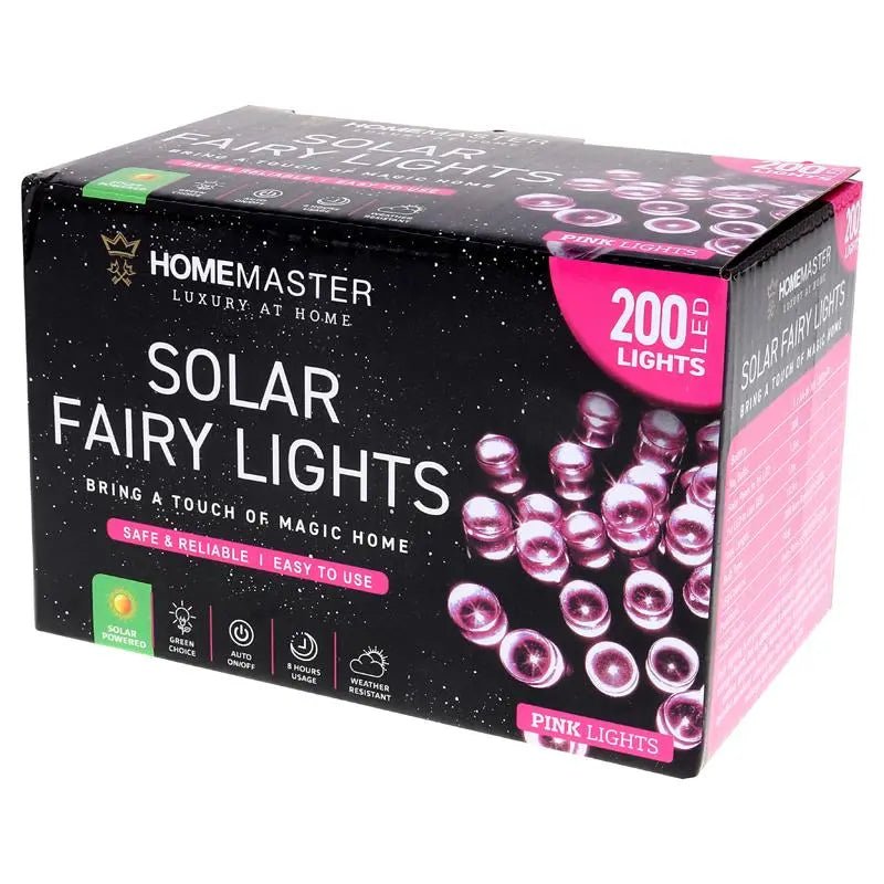 Solar 200 Pink LED Fairy Lights 13.5M Total Length - Party Owls