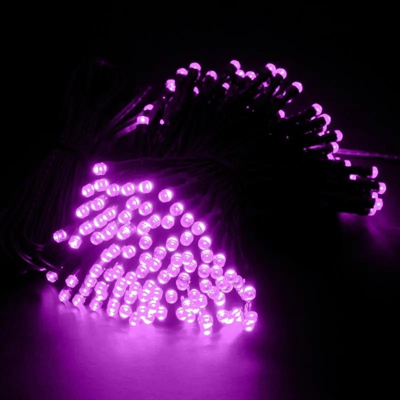 Solar 200 Purple LED Fairy Lights 13.5M Total Length - Party Owls