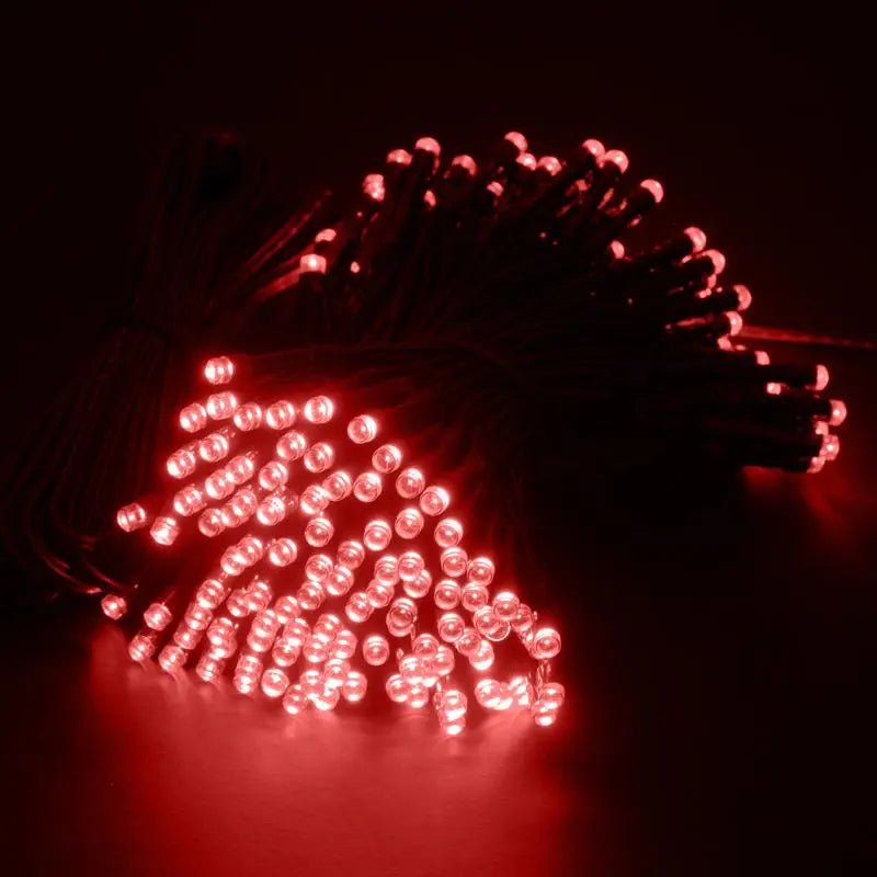 Solar 200 Red LED Fairy Lights 13.5M Total Length - Party Owls