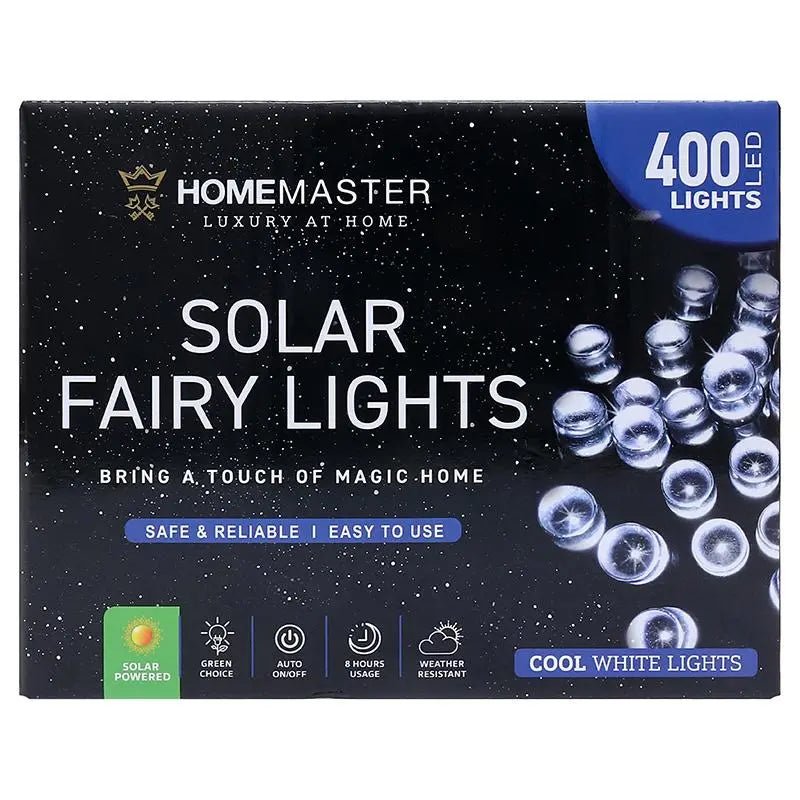 Solar 400 Cool White LED Fairy Lights 25.5M Total Length - Party Owls