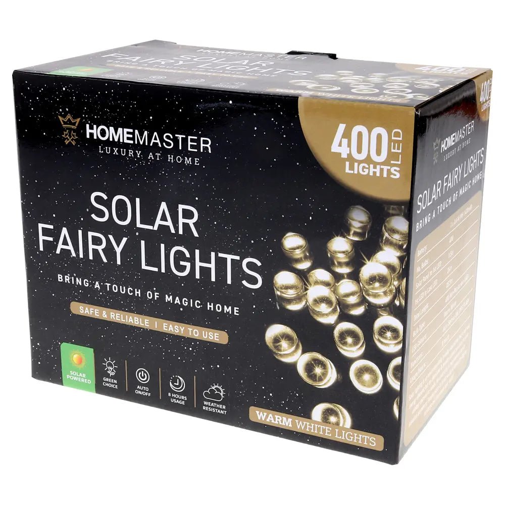 Solar 400 Warm White LED Fairy Lights 24M Lit Length - Party Owls
