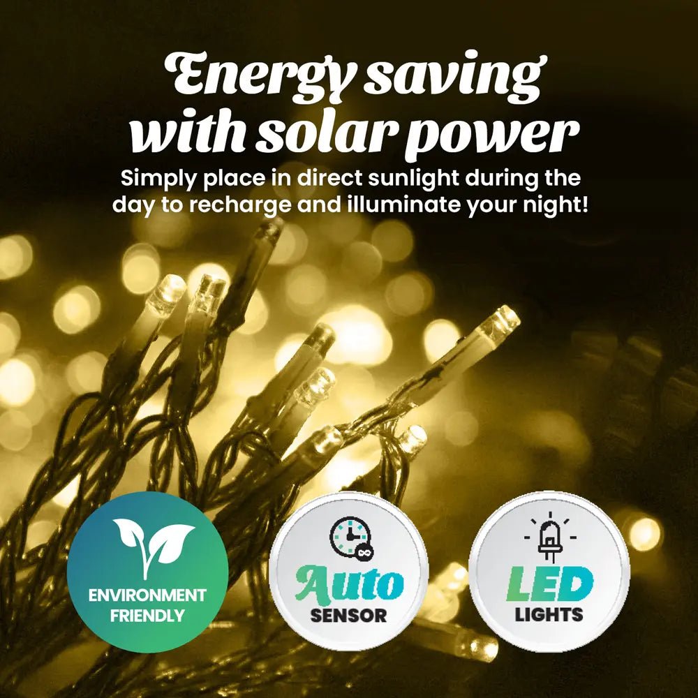Solar 400 Warm White LED Fairy Lights 24M Lit Length - Party Owls