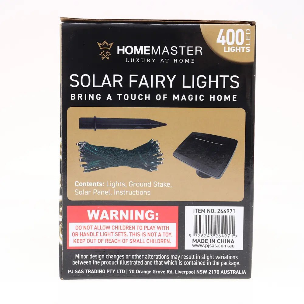 Solar 400 Warm White LED Fairy Lights 24M Lit Length - Party Owls