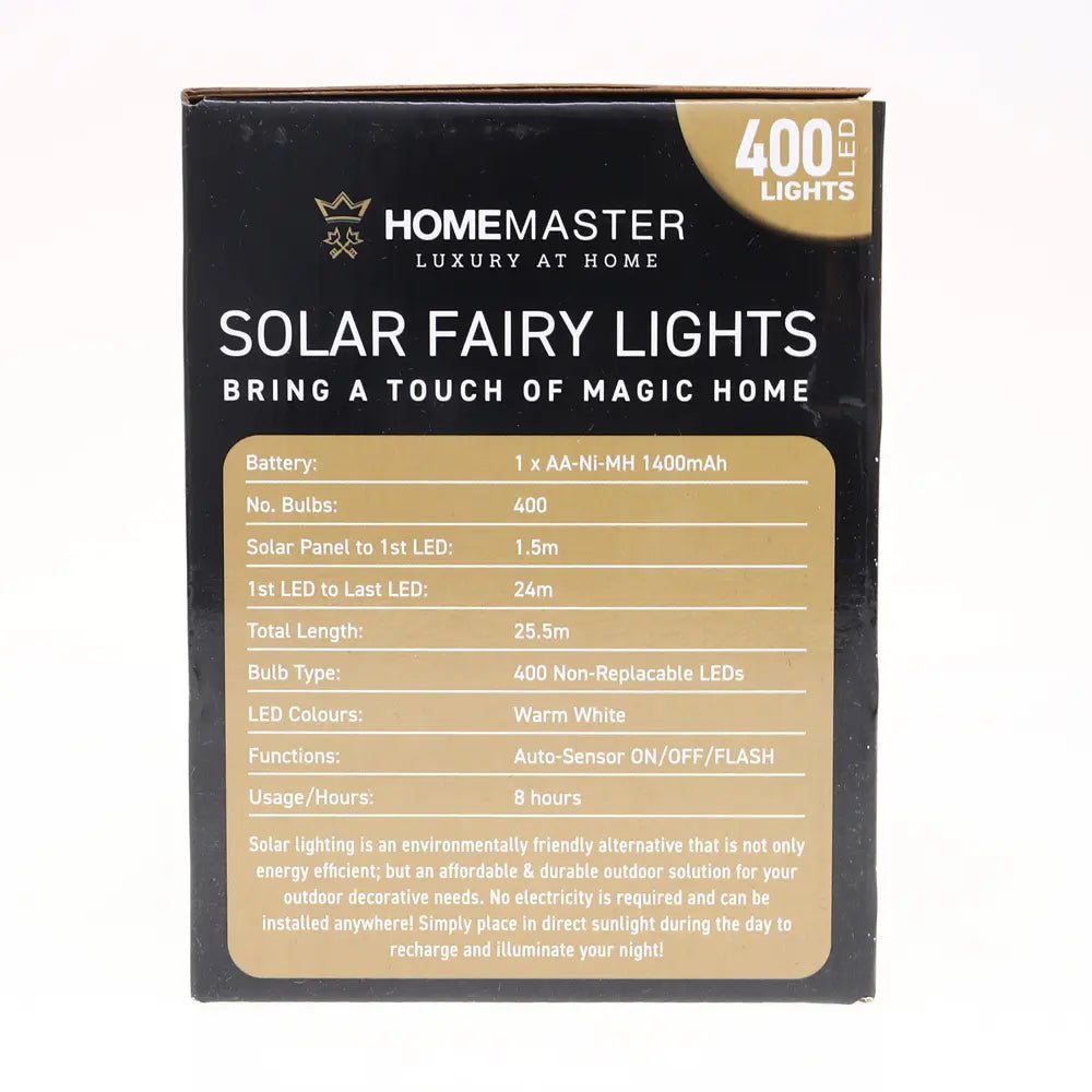 Solar 400 Warm White LED Fairy Lights 24M Lit Length - Party Owls