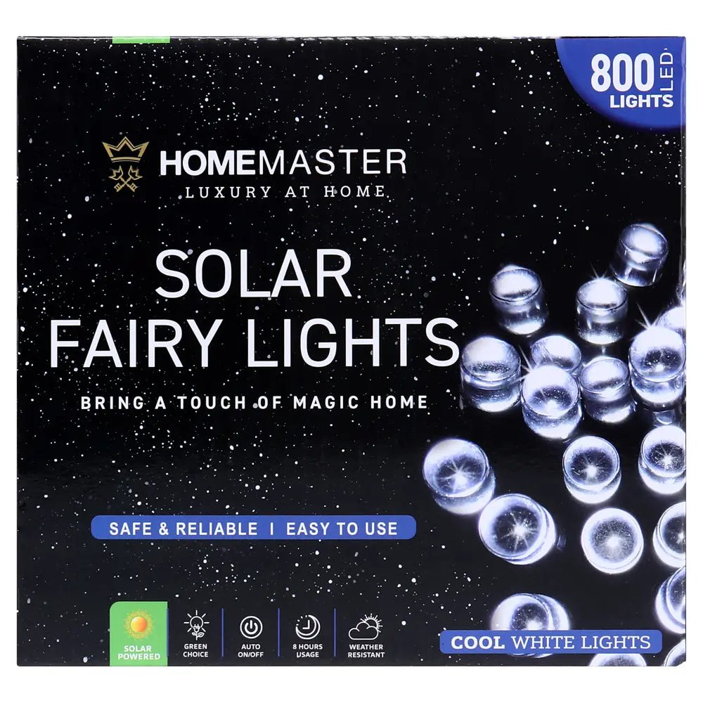 Solar 800 Cool White LED Fairy Lights 48M Lit Length - Party Owls
