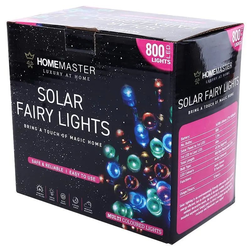 Solar 800 Multicolour LED Fairy Lights 48M Lit Length - Party Owls