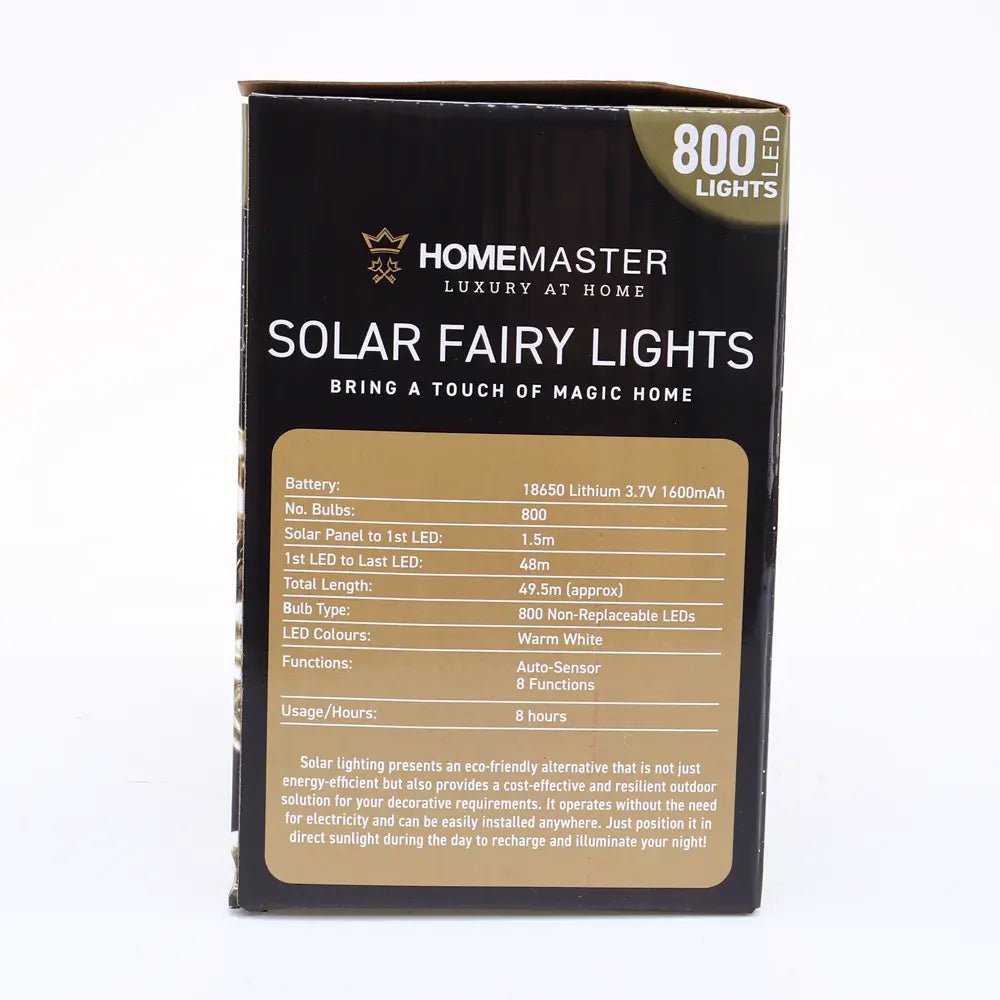 Solar 800 Warm White LED Fairy Lights 48M Lit Length - Party Owls