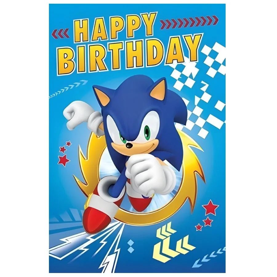 Sonic The Hedgehog Birthday Card 11.5cm x 18cm With Blue Envelope - Party Owls