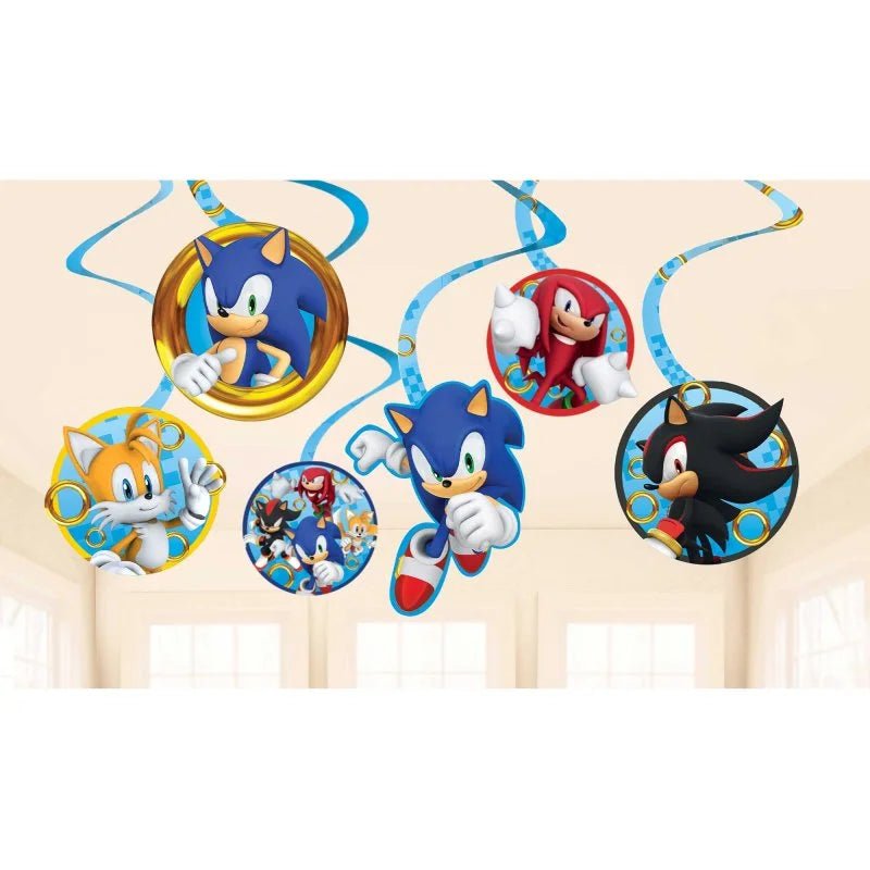 Sonic The Hedgehog Hanging Swirl Decorations 12pcs - Party Owls