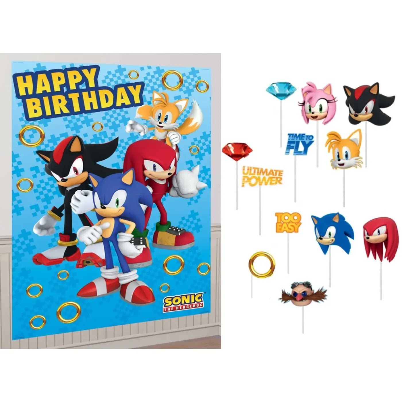 Sonic The Hedgehog Scene Setter With 12 Photo Props - Party Owls