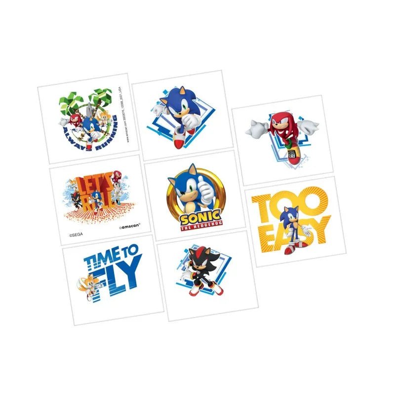 Sonic The Hedgehog Temporary Tattoos 8pcs - Party Owls