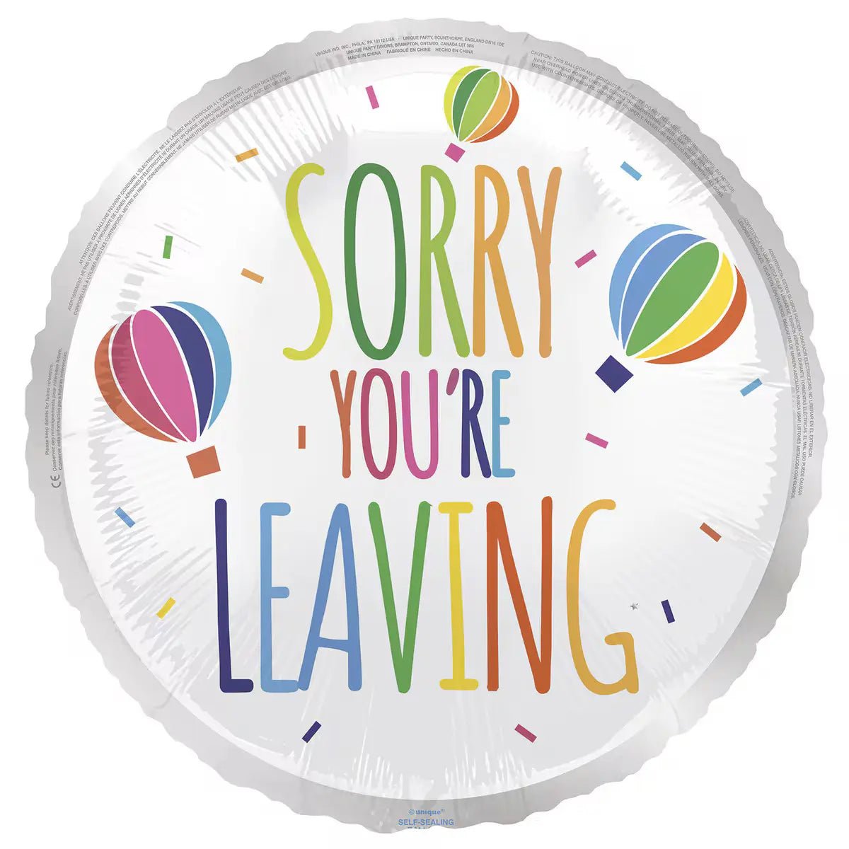 Sorry You're Leaving Foil Balloon 45cm (18") - Party Owls