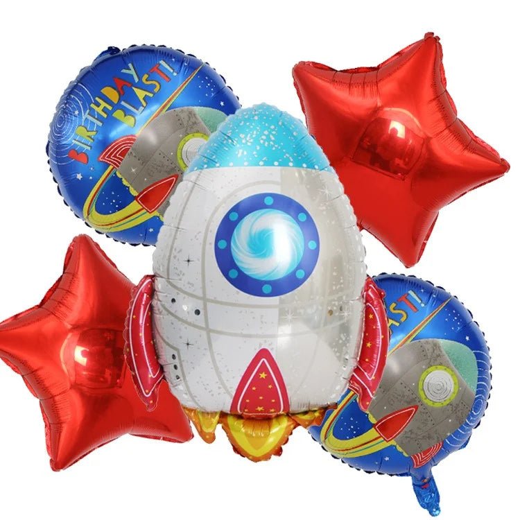 Space Rocket Foil Balloon Bouquet 5pcs - Party Owls