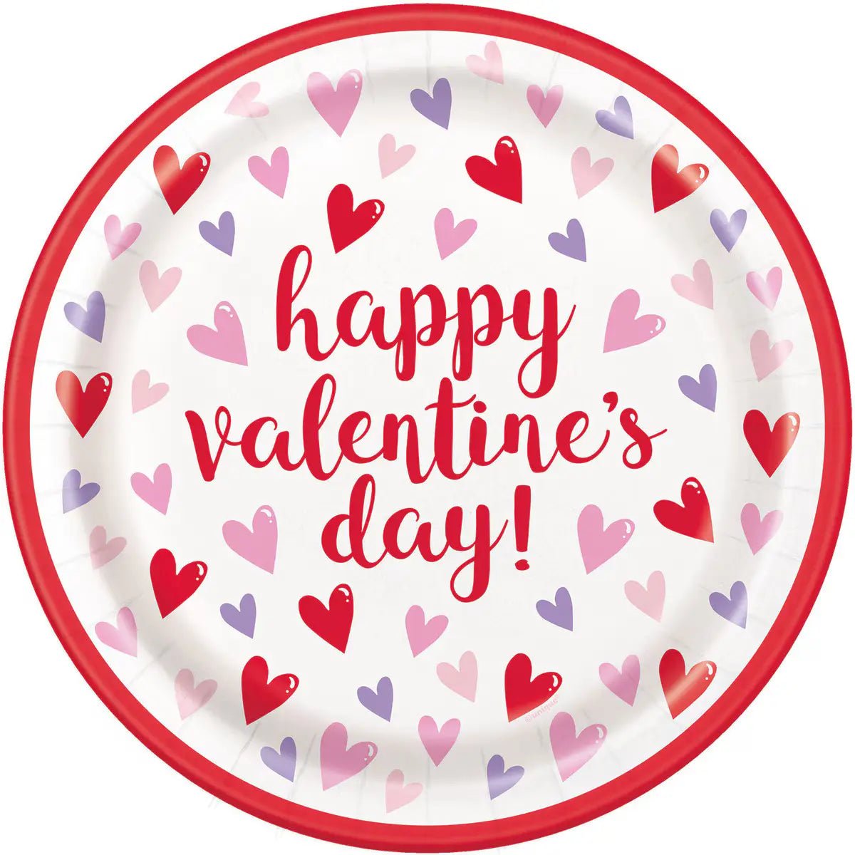 Sparking Hearts Large Paper Plates 23cm (9") 8pk Happy Valentine's Day - Party Owls