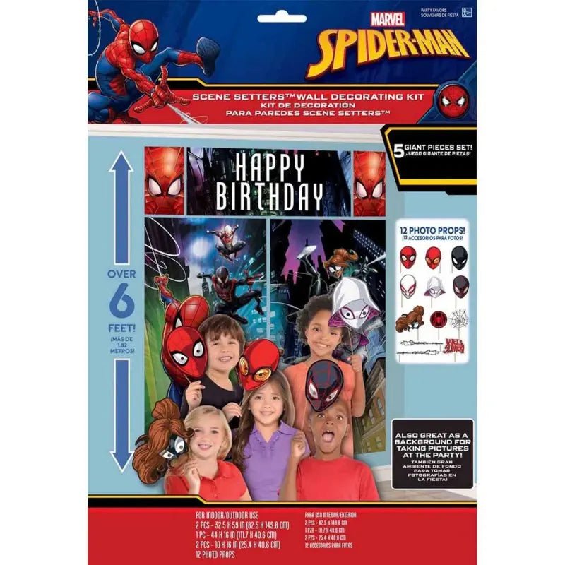 Spider - Man Scene Setter Backdrop With Photo Props - Party Owls