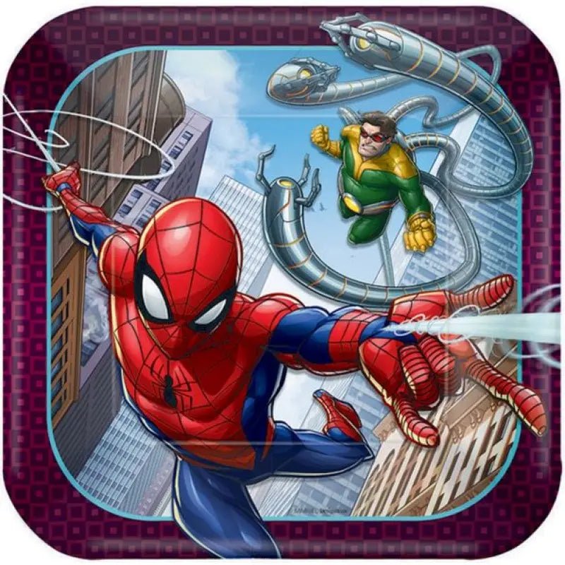 Spider - Man Small Paper Plates 17cm (7") 8pcs Square - Party Owls