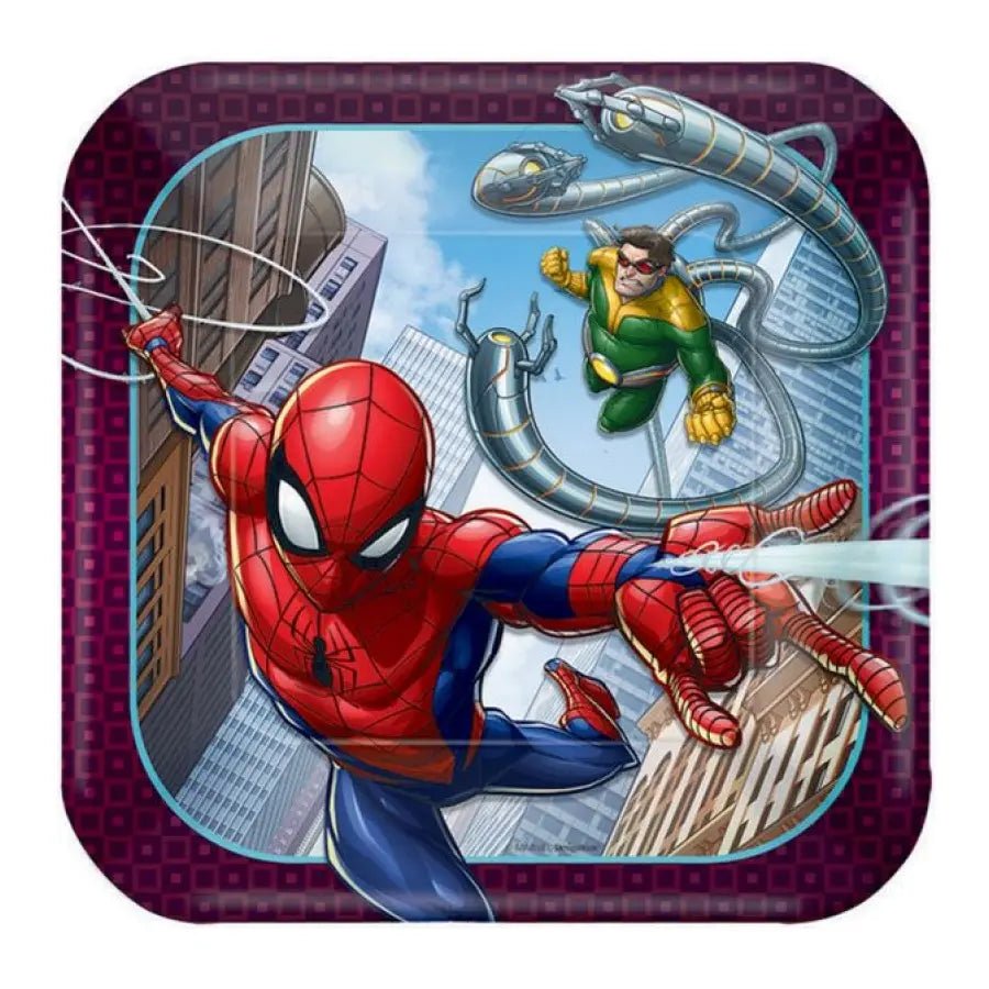 Spider - Man Small Paper Plates 17cm (7") 8pcs Square - Party Owls