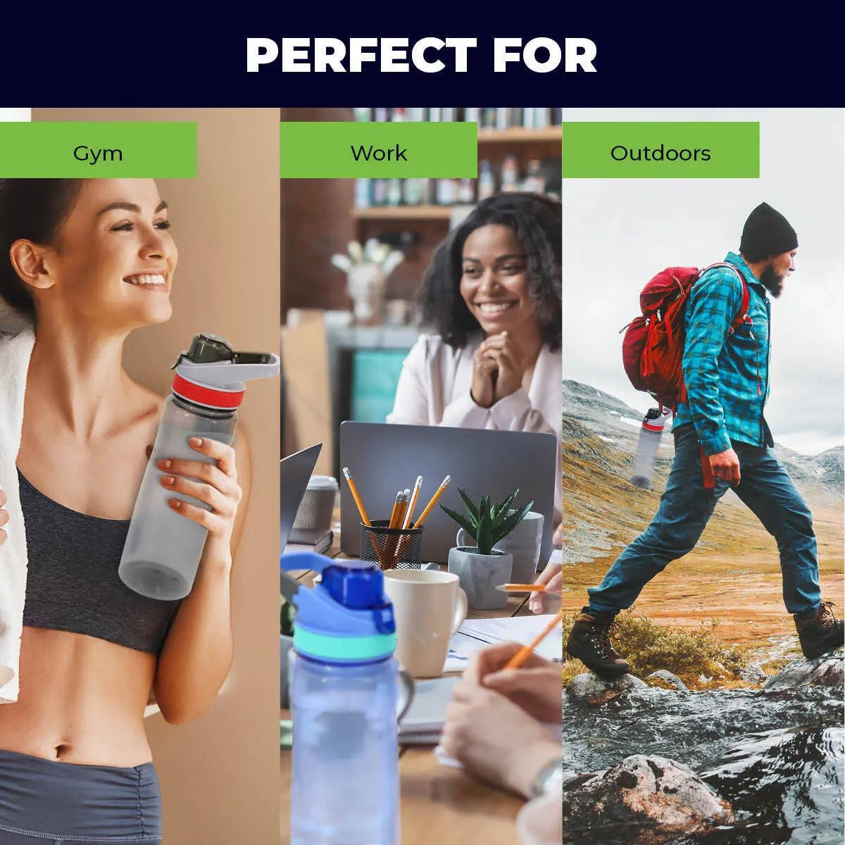 Sports Drink Bottle With Clipped Handle 770ml Leak Proof Design - Party Owls