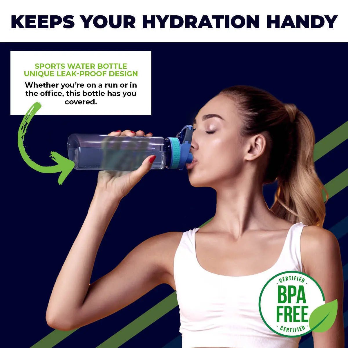 Sports Drink Bottle With Clipped Handle 770ml Leak Proof Design - Party Owls