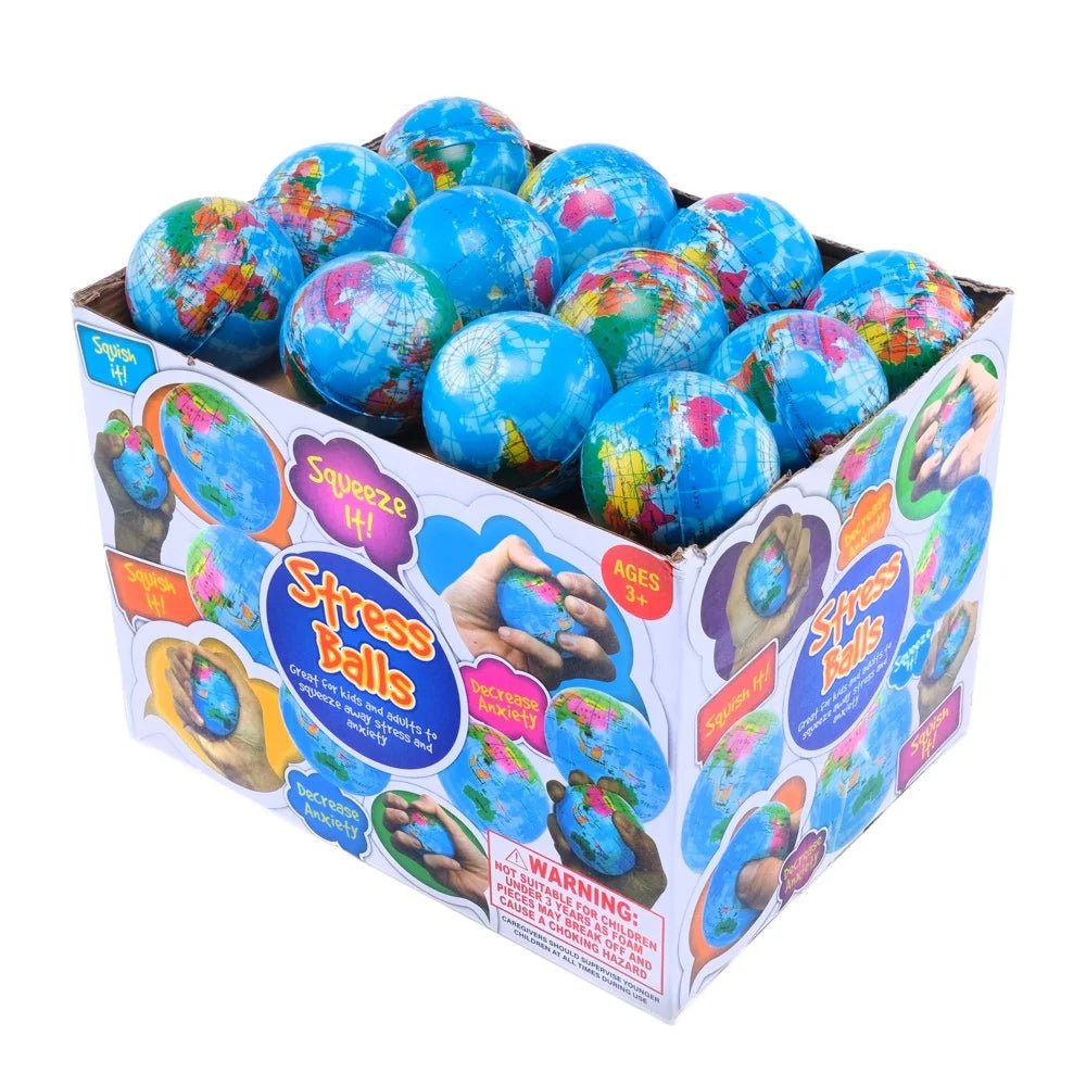 Squeeze Me The Earth Stress Relief Balls 7.6cm 36pcs World Globe - Party Owls