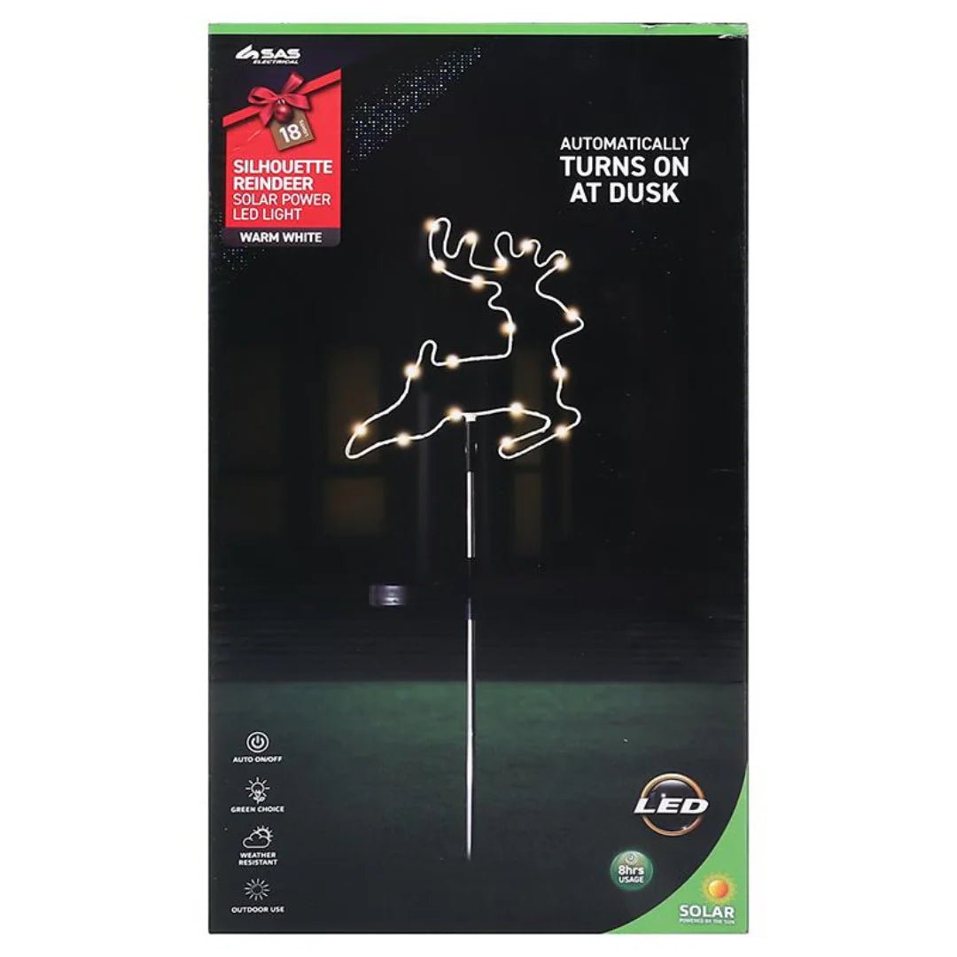 Stake Light Solar Silhouette Reindeer 18 LED 22x22x70cm Warm White 1 Function - Party Owls