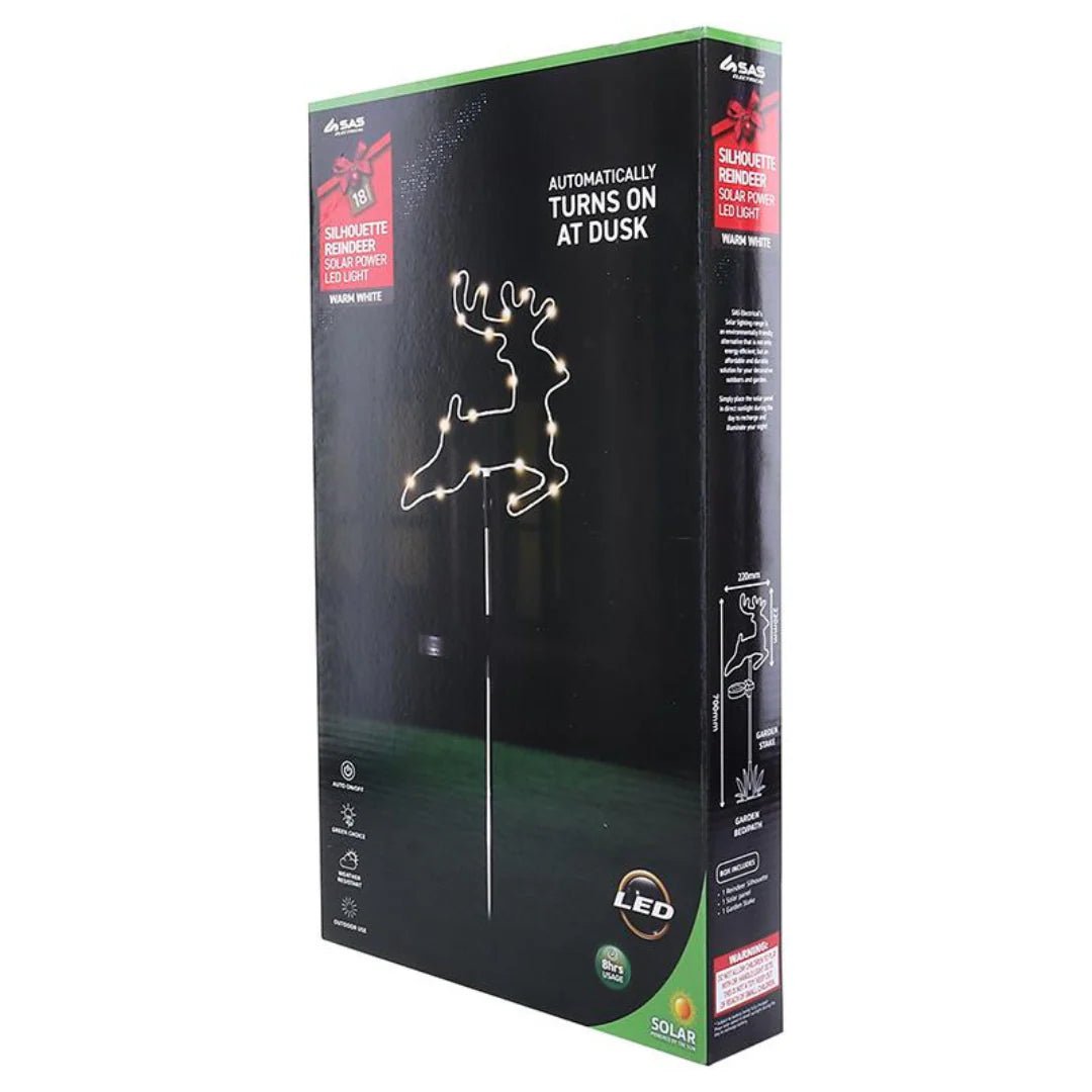 Stake Light Solar Silhouette Reindeer 18 LED 22x22x70cm Warm White 1 Function - Party Owls