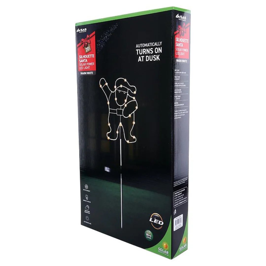 Stake Light Solar Silhouette Santa 20 LED 20x25x70cm Warm White 1 Function - Party Owls