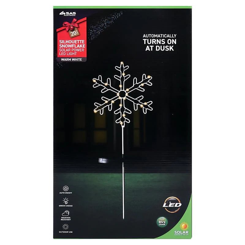Stake Light Solar Silhouette Snowflake 20 LED 22x22x70cm Warm White 1 Function - Party Owls