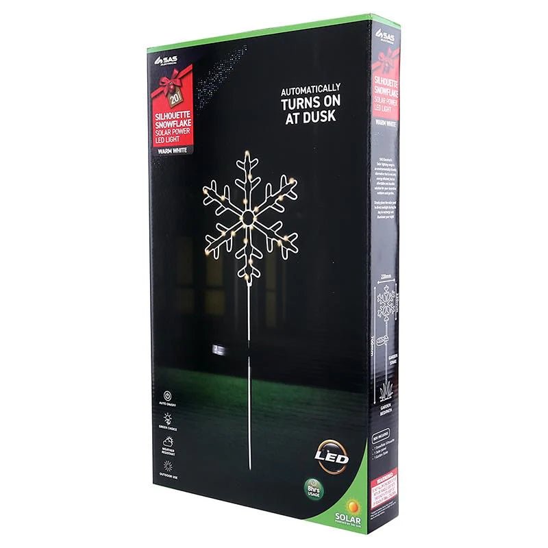 Stake Light Solar Silhouette Snowflake 20 LED 22x22x70cm Warm White 1 Function - Party Owls