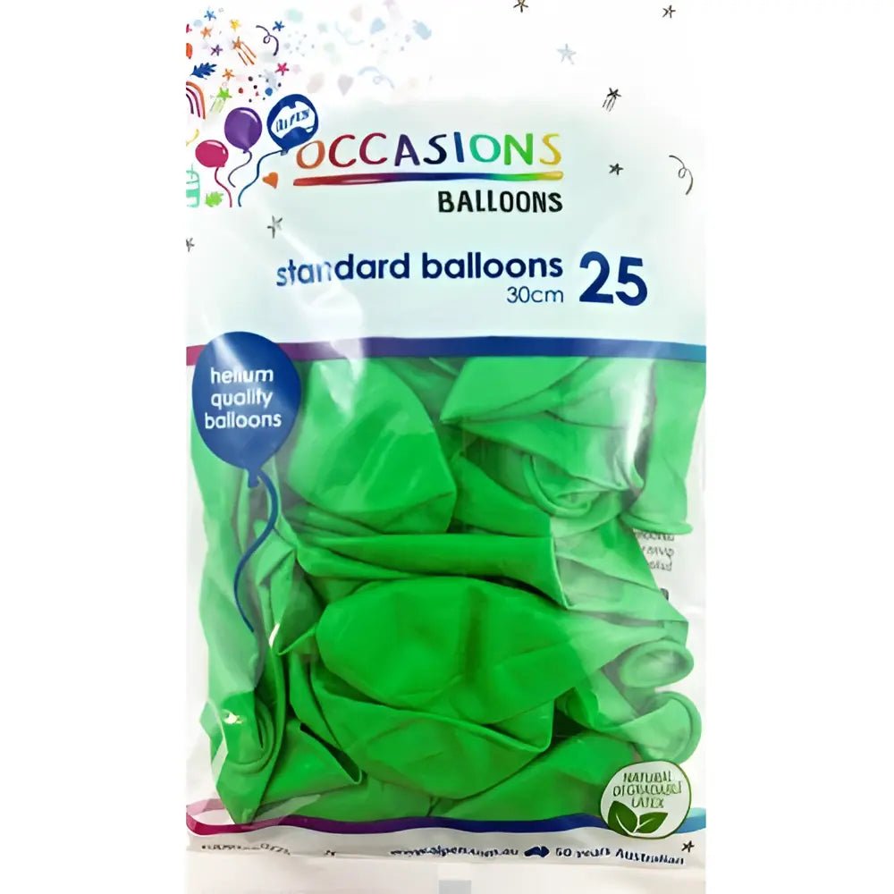 Standard Emerald Green Latex Balloons 30cm (12") 25pk - Party Owls