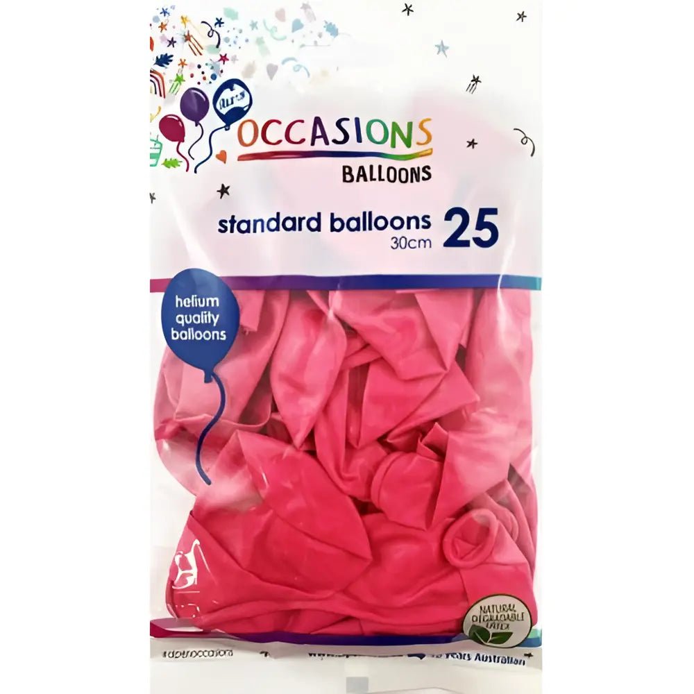 Standard Fuchsia Hot Pink Latex Balloons 30cm (12") 25pk - Party Owls