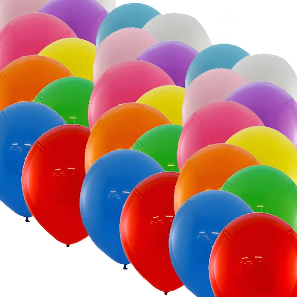Standard Multi - colour Latex Balloons 30cm (12") 100pk - Party Owls