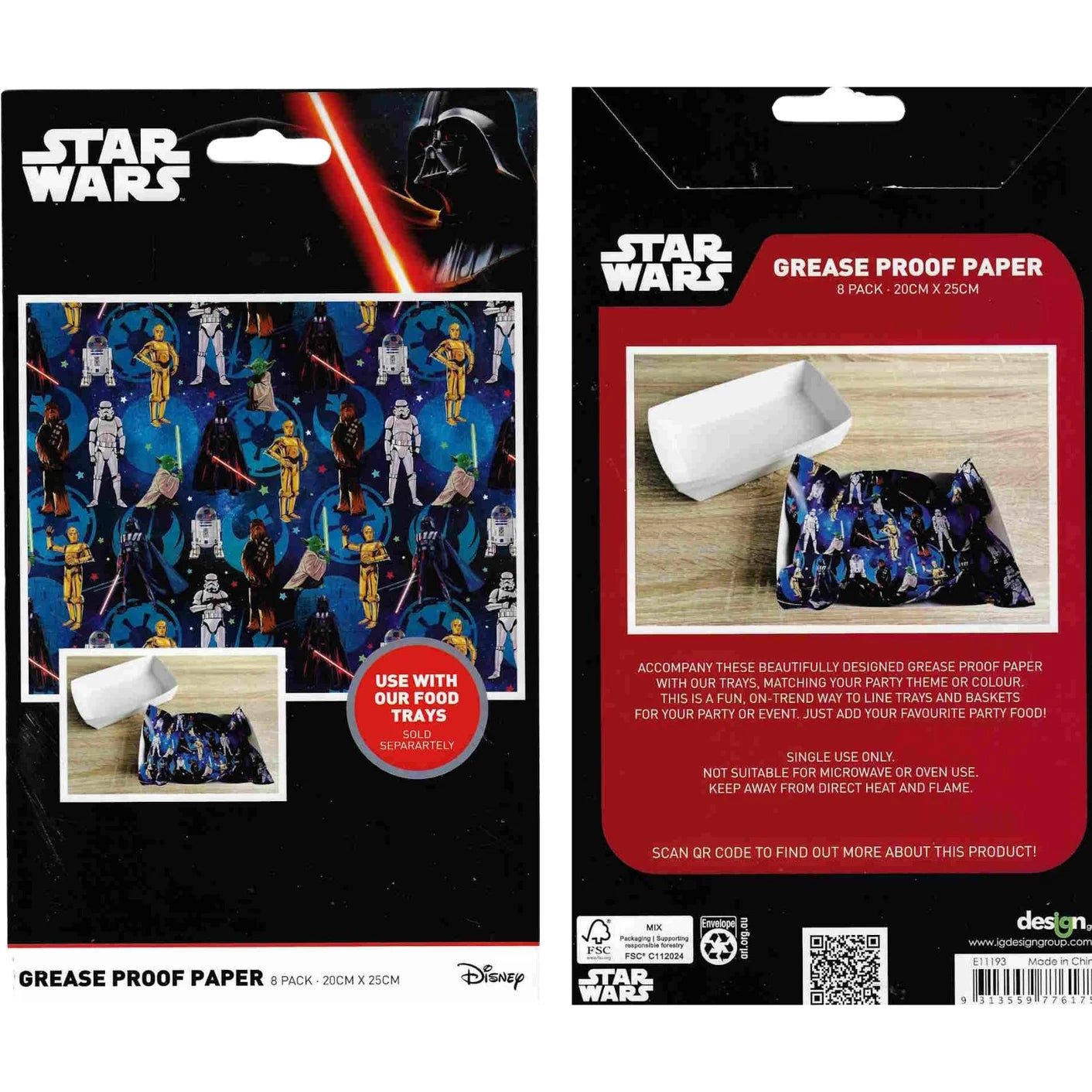 Star Wars Grease Proof Papers 8pk May The Force Be With You - Party Owls