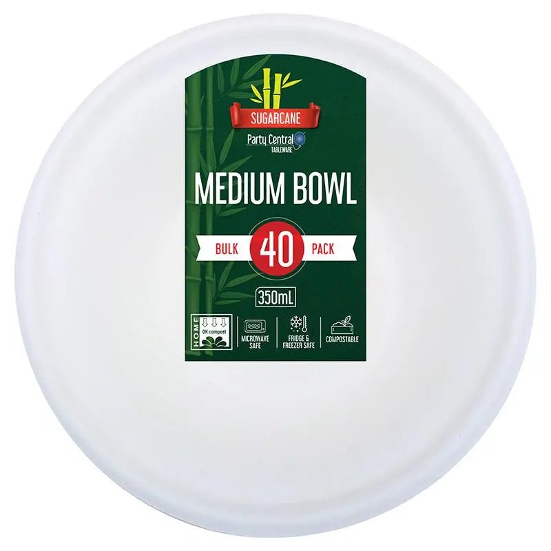 Sugarcane Medium Snack Bowls 350ml 15cm 40pcs - Party Owls