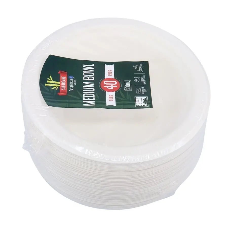 Sugarcane Medium Snack Bowls 350ml 15cm 40pcs - Party Owls