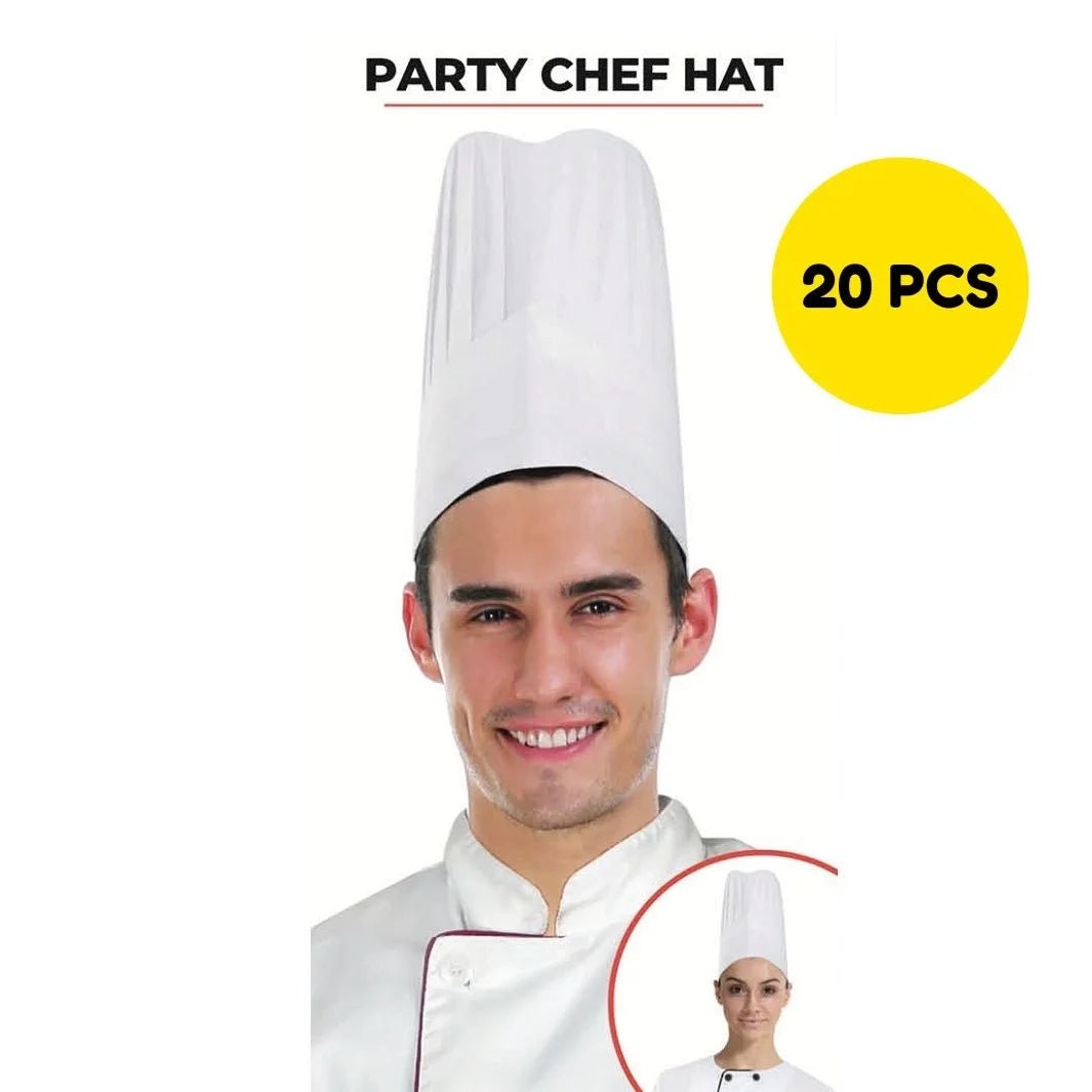Tall White Chef Hats 20pcs Party Accessories - Party Owls