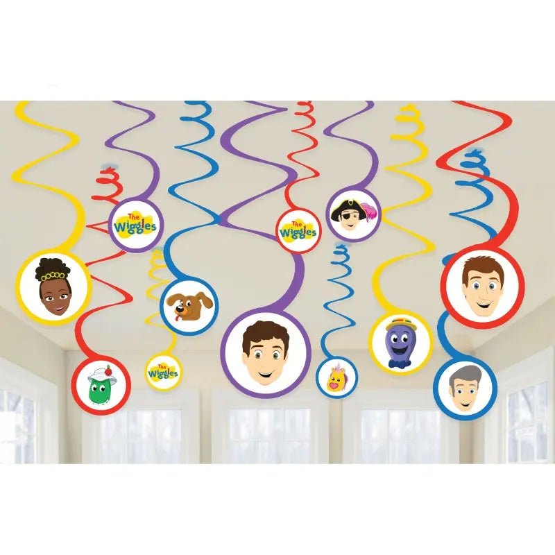 The Wiggles Spiral Hanging Swirl Decorations 12pk - Party Owls