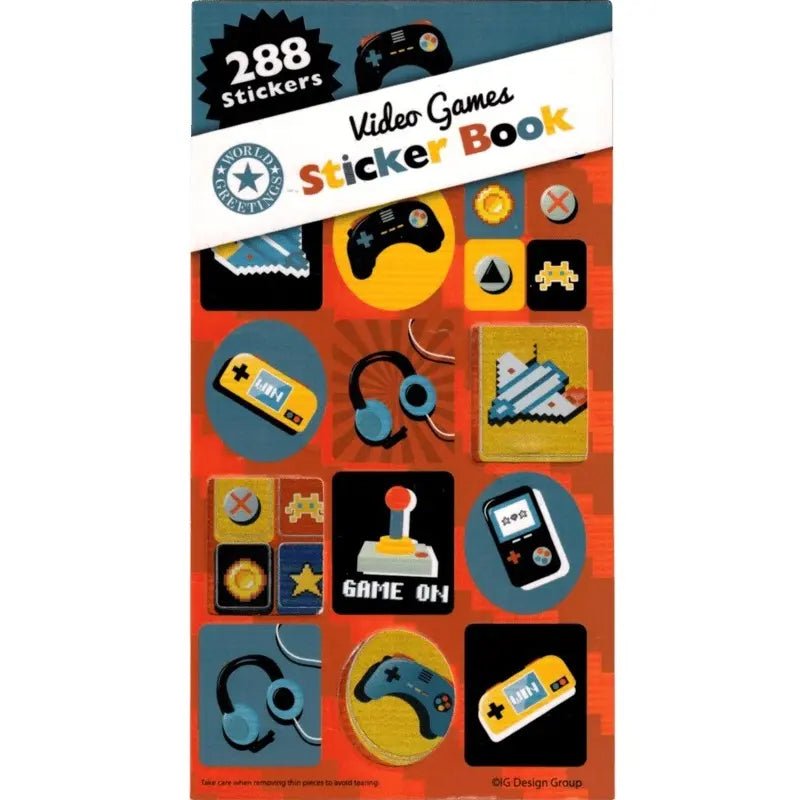 Video Games Sticker Book 288pk (12 Sheets) Party Favours - Party Owls