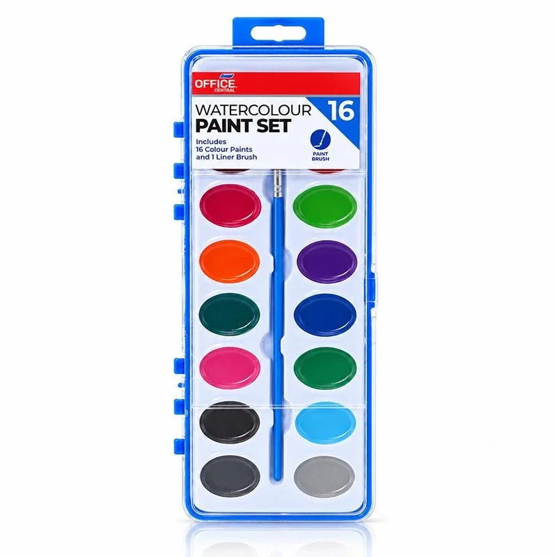 Watercolour Paint Set With Brush (16 Colours) - Party Owls