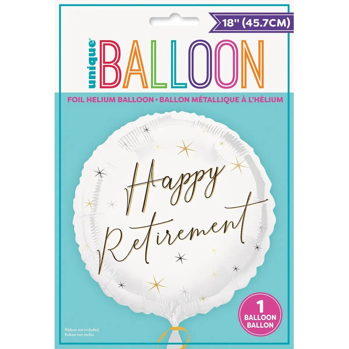 White Happy Retirement Foil Balloon 45cm (18") - Party Owls