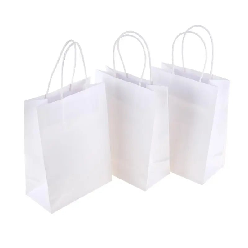 White Kraft Paper Party Bags 3pk 21cm x 15cm x 8cm - Party Owls