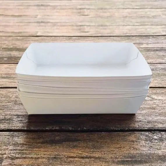 White Paper Food Trays 8pk 21cm x 13cm - Party Owls