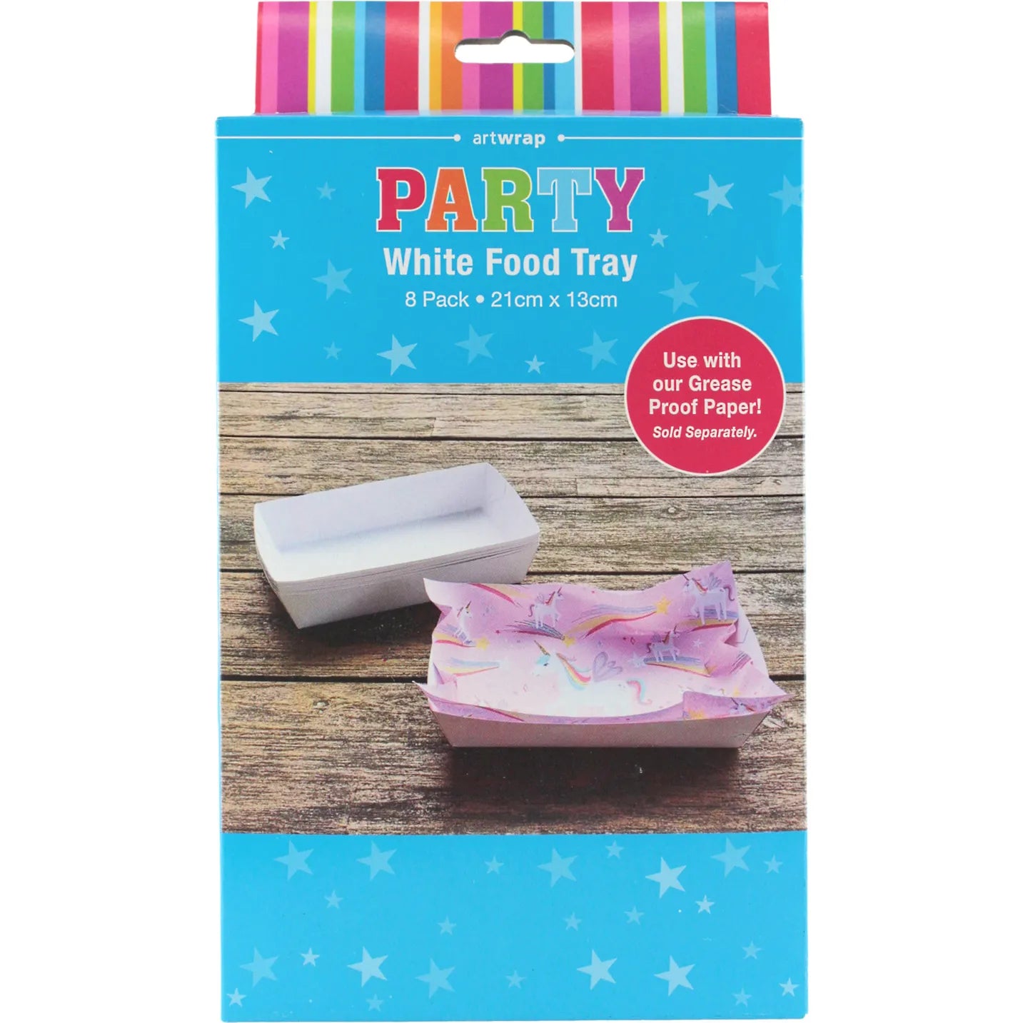 White Paper Food Trays 8pk 21cm x 13cm - Party Owls