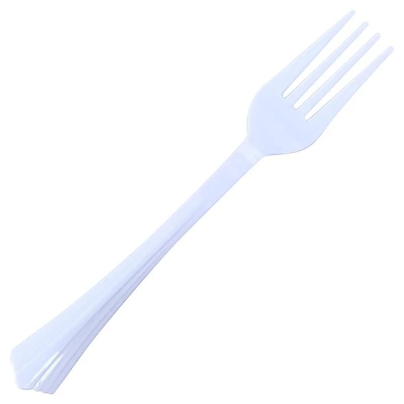 White Premium Plastic Forks 48pcs Reusable - Party Owls