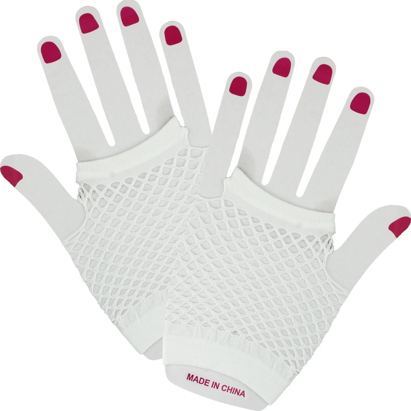 White Short Fingerless Fishnet Gloves - Party Owls