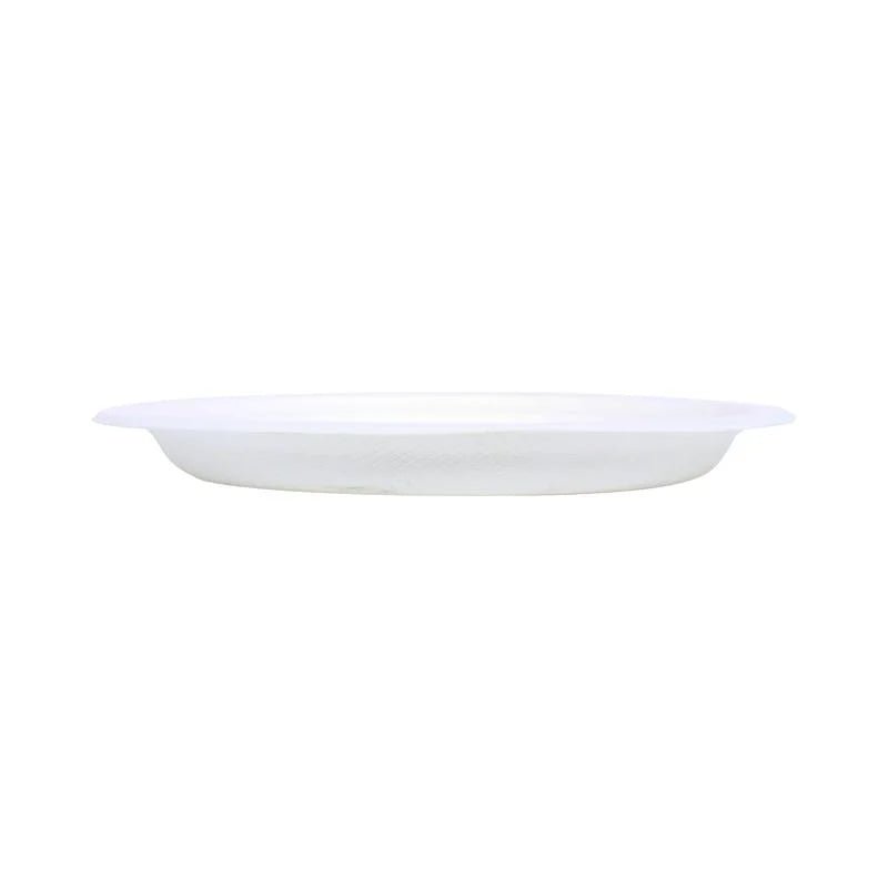 White Small Round Sugarcane Plates 18cm (7") 50pcs - Party Owls