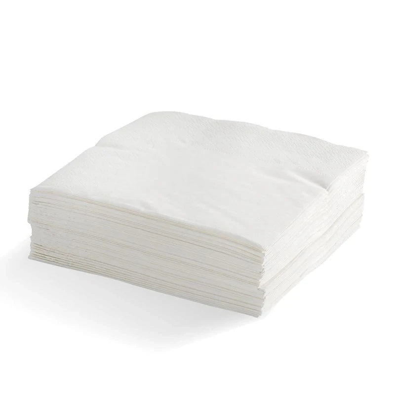 White Solid Colour Beverage Napkins 50pk Small Serviettes - Party Owls